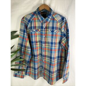 The North Face Mens L Plaid Button Up Long Sleeve Shirt Hiking Trail Never Stop